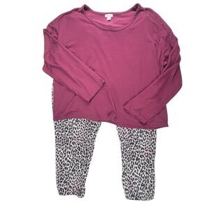 Ambrielle Pajama Set XXL Spotted Animal Print Cropped Relaxed Fit Leopard PJs